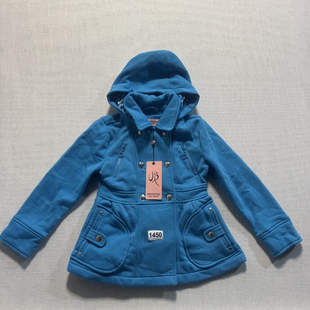 Urban Republic Hooded  fleece Jacket baby Girls Sz 5/6 ‎ Blue Brand New
